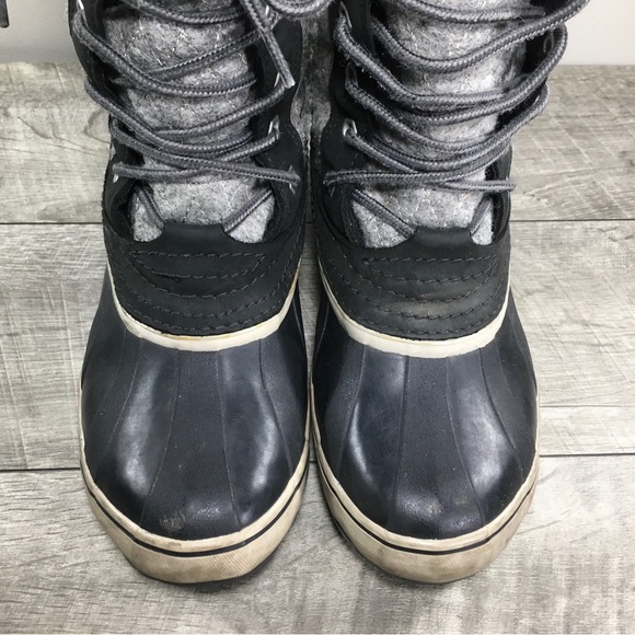 Sorel NL1619 Sorelli Waterproof Rain Leather Gray Lace Up Womens Boots Size 7 - Picture 5 of 11